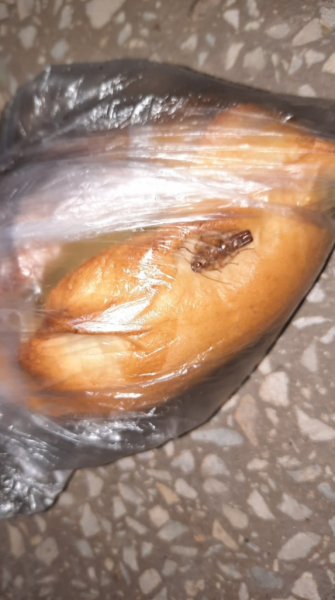 Челябинке продали пирожок с гигантским усатым тараканом