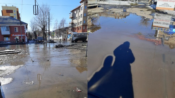 По улице на лодке: в Челябинске сняли на видео рыбалку в огромной луже