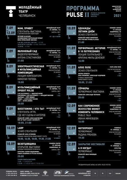 Опубликована афиша II фестиваля современного искусства PULSE в Челябинске