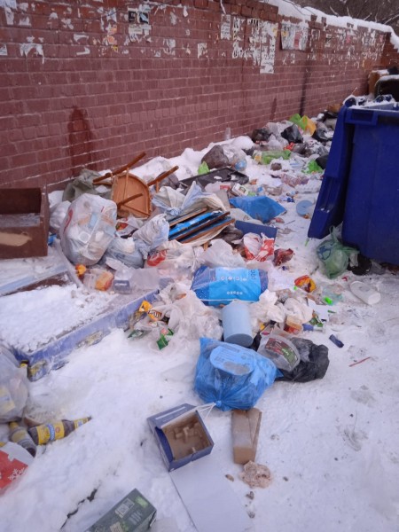 В Cоветском районе Челябинска площадка для мусора превращается в свалку